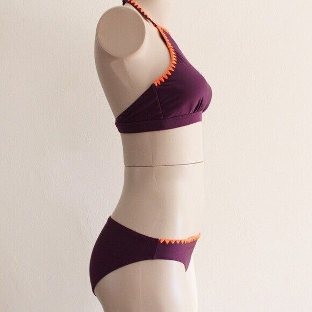 Seekers Australia Berry Red Whipstitch High Neck Halter Bikini Set Sz 8 US - Picture 3 of 3